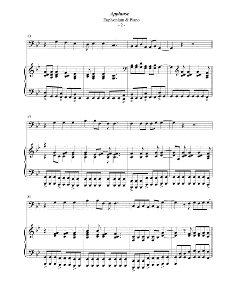 Lady Gaga Applause For Euphonium Piano Page 2