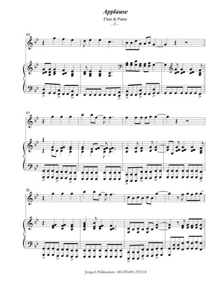 Lady Gaga Applause For Flute Piano Page 2