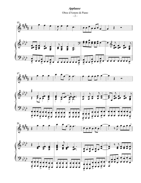 Lady Gaga Applause For Oboe D Amore Piano Page 2
