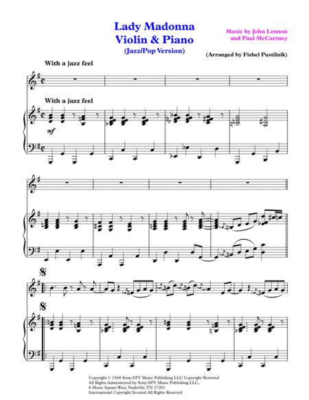 Lady Madonna Jazz Pop Version For Violin And Piano Video Page 2