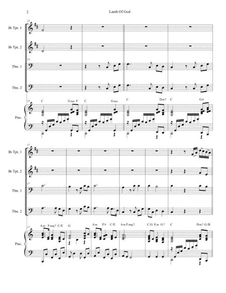 Lamb Of God For Brass Quartet And Piano Alternate Version Page 2