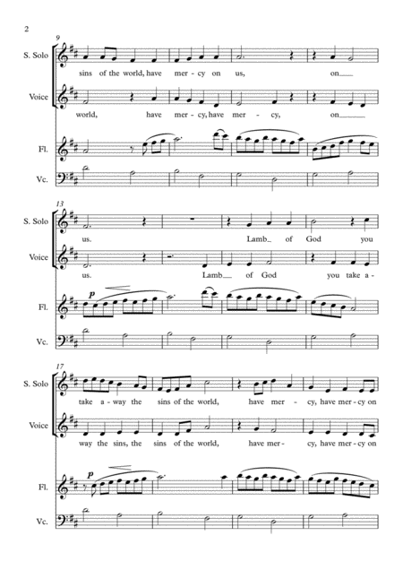 Lamb Of God For Mixed Choir Flute Cello And Or Keyboard Page 2