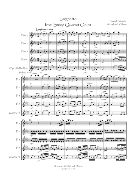 Larghetto From String Quartet Op90 For Flute Quartet Page 2