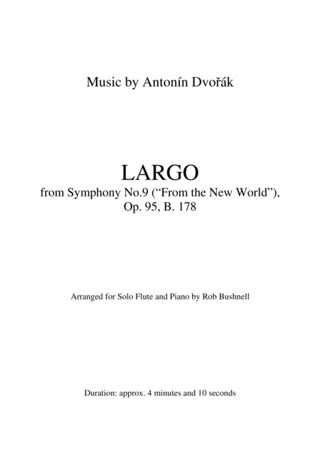 Largo From Symphony No 9 From The New World Dvorak Theme For Solo Flute And Piano Page 2