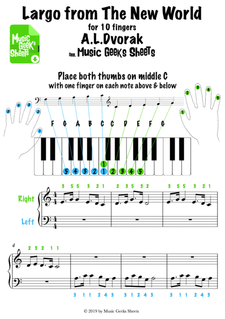 Largo From The New World For 10 Fingers Easy Piano Page 2