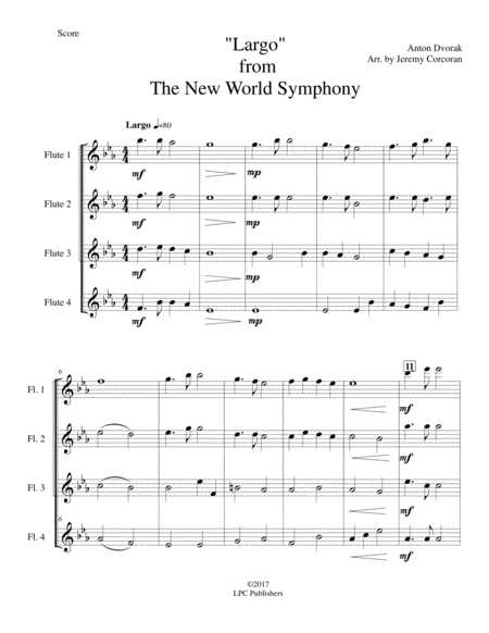 Largo From The New World Symphony For Flute Quartet Page 2