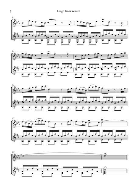 Largo From Winter For Treble Recorder And Guitar Page 2
