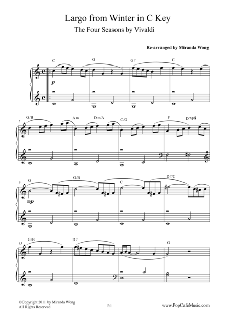 Largo From Winter The Four Seasons Piano Solo In C Key Page 2