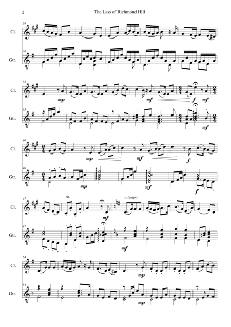 Lass Of Richmond Hill For Clarinet And Guitar Page 2