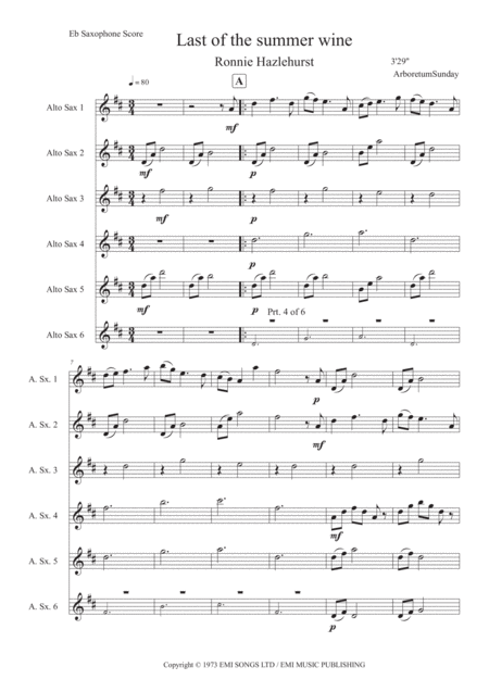 Last Of The Summer Wine Eb Saxophone Ensemble Page 2