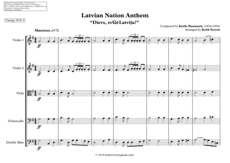 Latvian National Anthem For String Orchestra Mfao World National Anthem Series Page 2