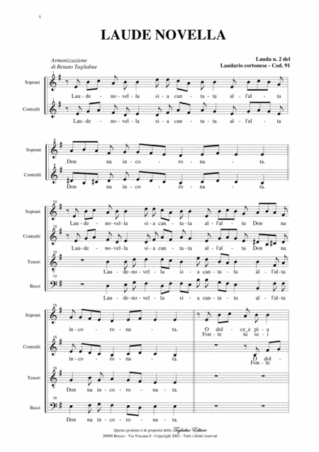 Laude Novella Laudario Cortonese Arr For Satb Choir Page 2