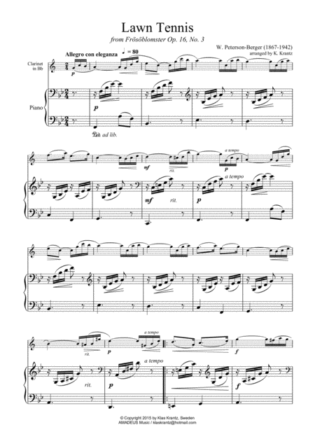 Lawn Tennis For Clarinet In Bb And Piano Page 2