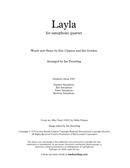 Layla For Saxophone Quartet Page 2