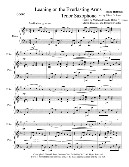 Leaning On The Everlasting Arms Tenor Saxophone Page 2