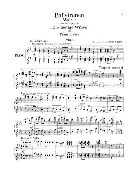 Lehar The Merry Widow Waltz For Piano Duet 1 Piano 4 Hands Pl801 Page 2