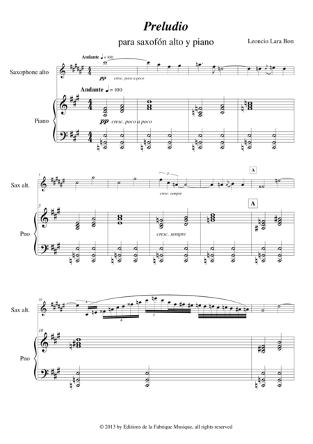 Leoncio Lara Bon Preludio For Alto Saxophone And Piano Page 2