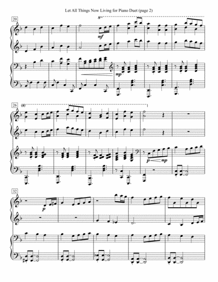 Let All Things Now Living For Piano Duet Page 2