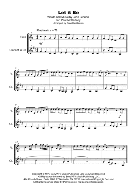 Let It Be By The Beatles For Flute And Clarinet Duet Page 2