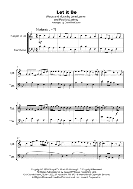 Let It Be By The Beatles For Trumpet And Trombone Duet Page 2