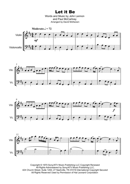 Let It Be By The Beatles For Violin And Cello Duet Page 2