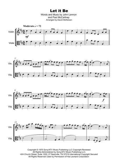 Let It Be By The Beatles For Violin And Viola Duet Page 2