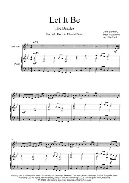 Let It Be For Solo Horn In Eb And Piano Page 2