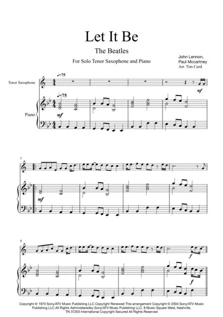 Let It Be For Solo Tenor Saxophone And Piano Page 2