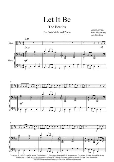 Let It Be For Solo Viola And Piano Page 2