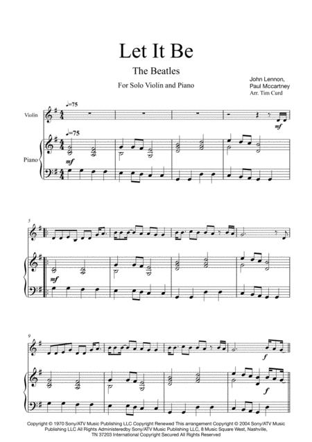 Let It Be For Solo Violin And Piano Page 2