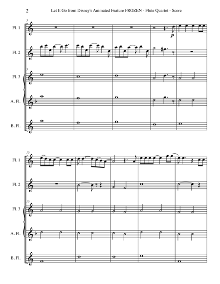 Let It Go From Disneys Animated Feature Frozen For Flute Quartet Page 2