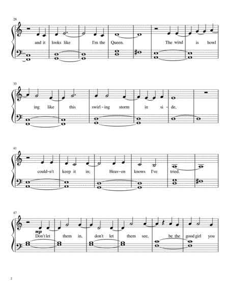 Let It Go From Frozen For Beginning Piano Page 2