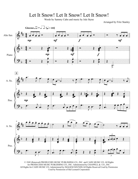 Let It Snow Let It Snow Let It Snow Alto Sax Piano Accompaniment Page 2