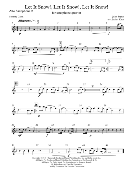 Let It Snow Let It Snow Let It Snow For Saxophone Quartet A Complete Set Of Parts Page 2