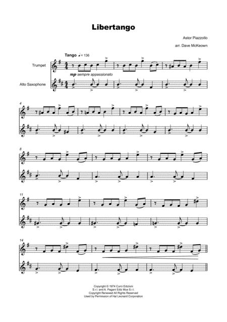 Libertango For Trumpet And Alto Saxophone Duet Page 2