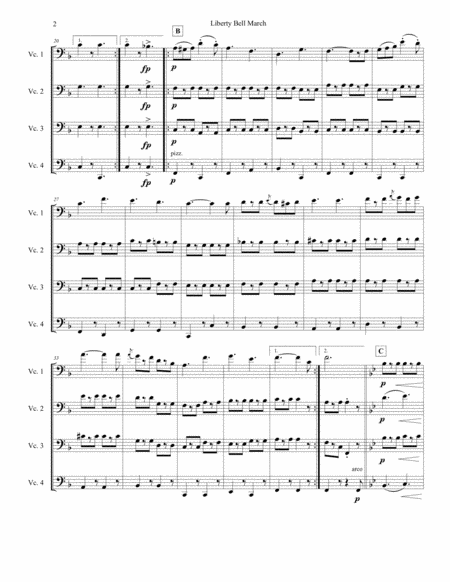 Liberty Bell March By Sousa Arranged For Intermediate Cello Quartet Four Cellos Page 2