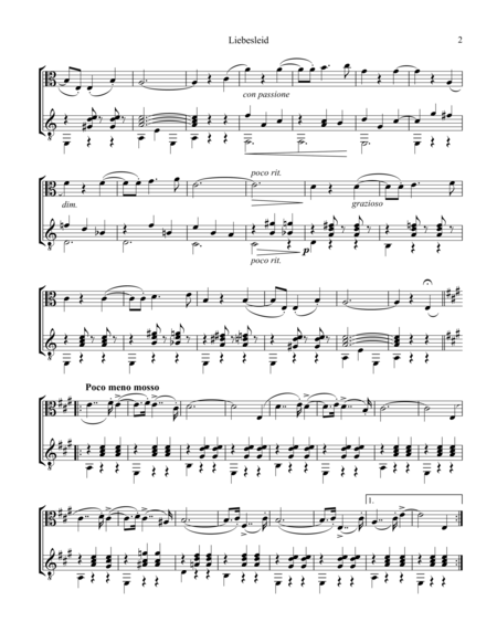 Liebesleid For Viola And Guitar Page 2