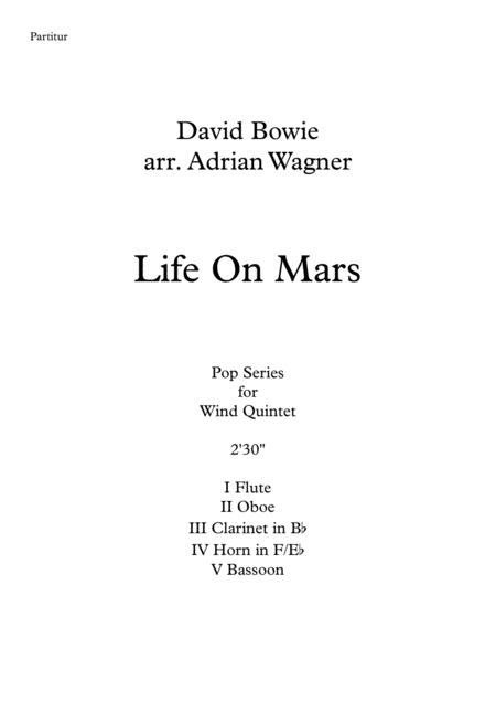 Life On Mars David Bowie Wind Quintet Arr Adrian Wagner Page 2