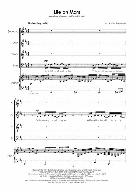 Life On Mars Satb Choir With Piano Page 2