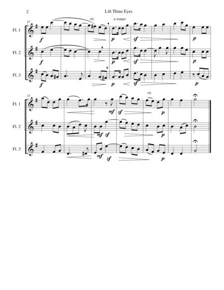 Lift Thine Eyes From Elijah For 3 Flutes Page 2