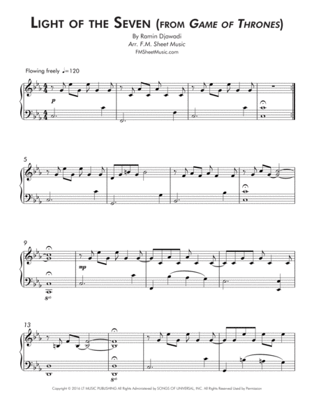 Light Of The Seven Intermediate Piano Page 2