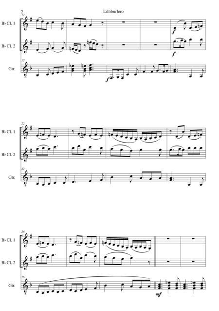 Lilliburlero For 2 Clarinets And Guitar Page 2