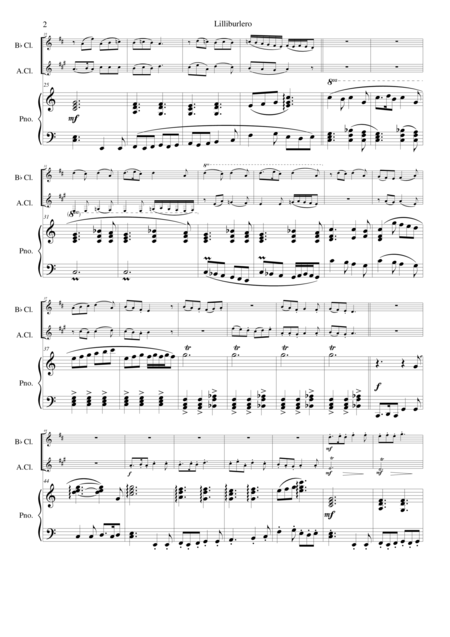 Lilliburlero For Clarinet Alto Clarinet And Piano Page 2