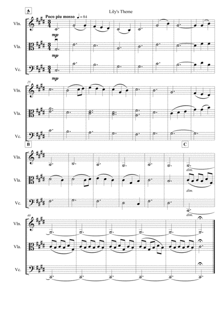 Lilys Theme Harry Potter And The Deathly Hallows Pt 2 String Trio Violin Viola Cello Or Violin Violin Cello Page 2