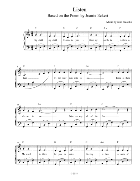 Listen A Lullaby For Voice Piano Or Guitar Page 2