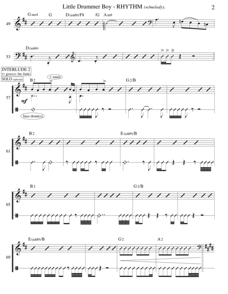 Little Drummer Boy Lead Sheet Parts Page 2