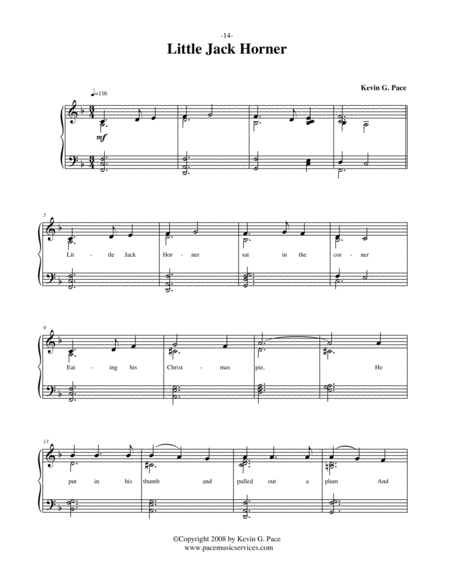 Little Jack Horner Vocal Solo Piano Solo Or Unison Choir With Piano Accompaniment Page 2