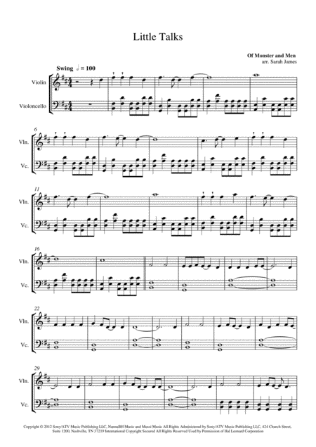 Little Talks Violin Cello Arrangement By The Chapel Hill Duo Page 2