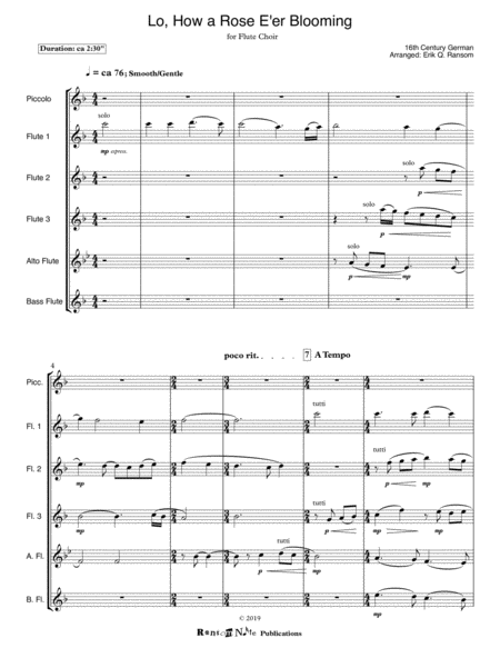 Lo How A Rose E Er Blooming For Flute Choir Page 2