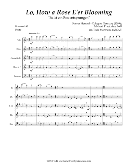 Lo How A Rose E Er Blooming Woodwind Quintet Page 2